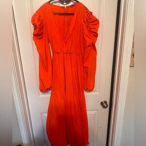 Orange Jumpsuit with Ruffled Pants; Fits like XL 1X